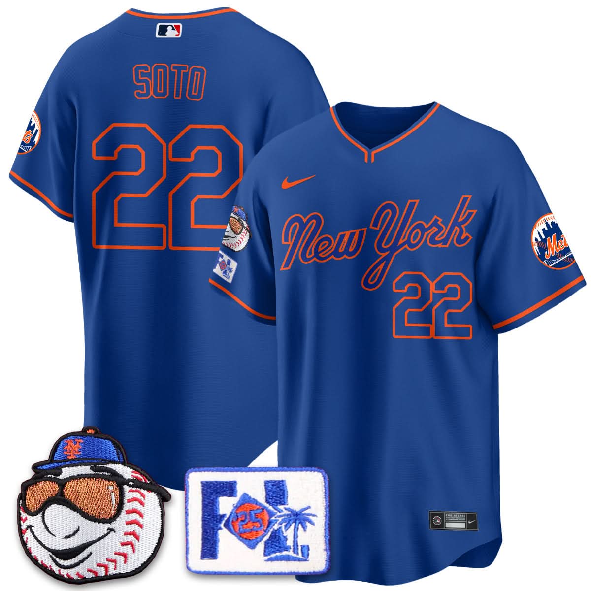 NYM Blue Road 2025 Spring Training Jersey - Stitched
