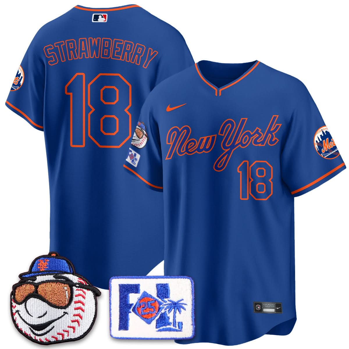NYM Blue Road 2025 Spring Training Jersey - Stitched