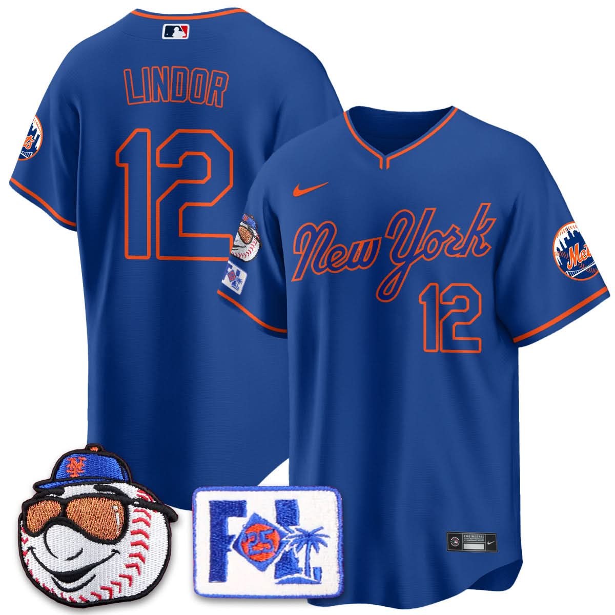 NYM Blue Road 2025 Spring Training Jersey - Stitched