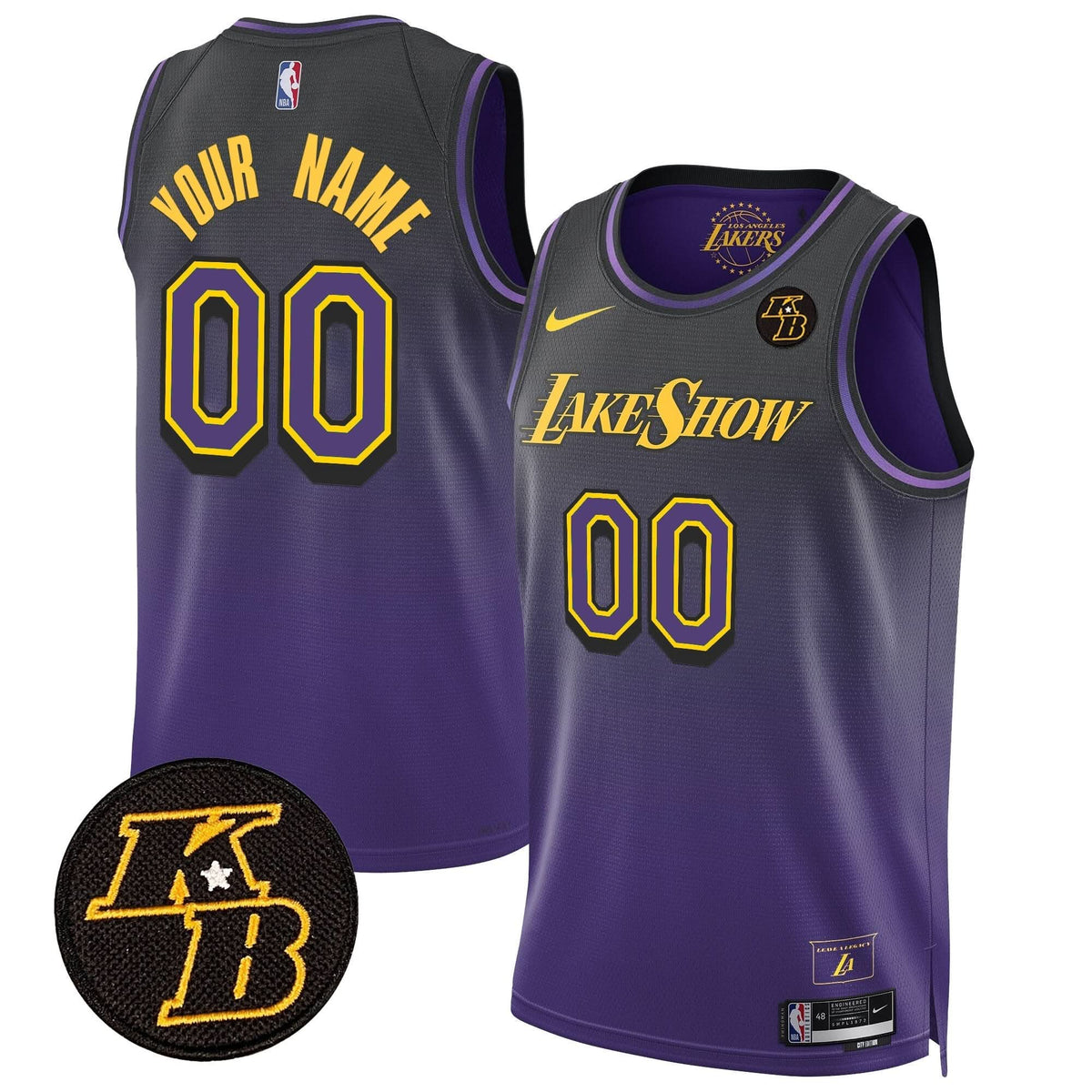 LAL Kobe Bryant Patch Swingman Custom Jersey - Stitched