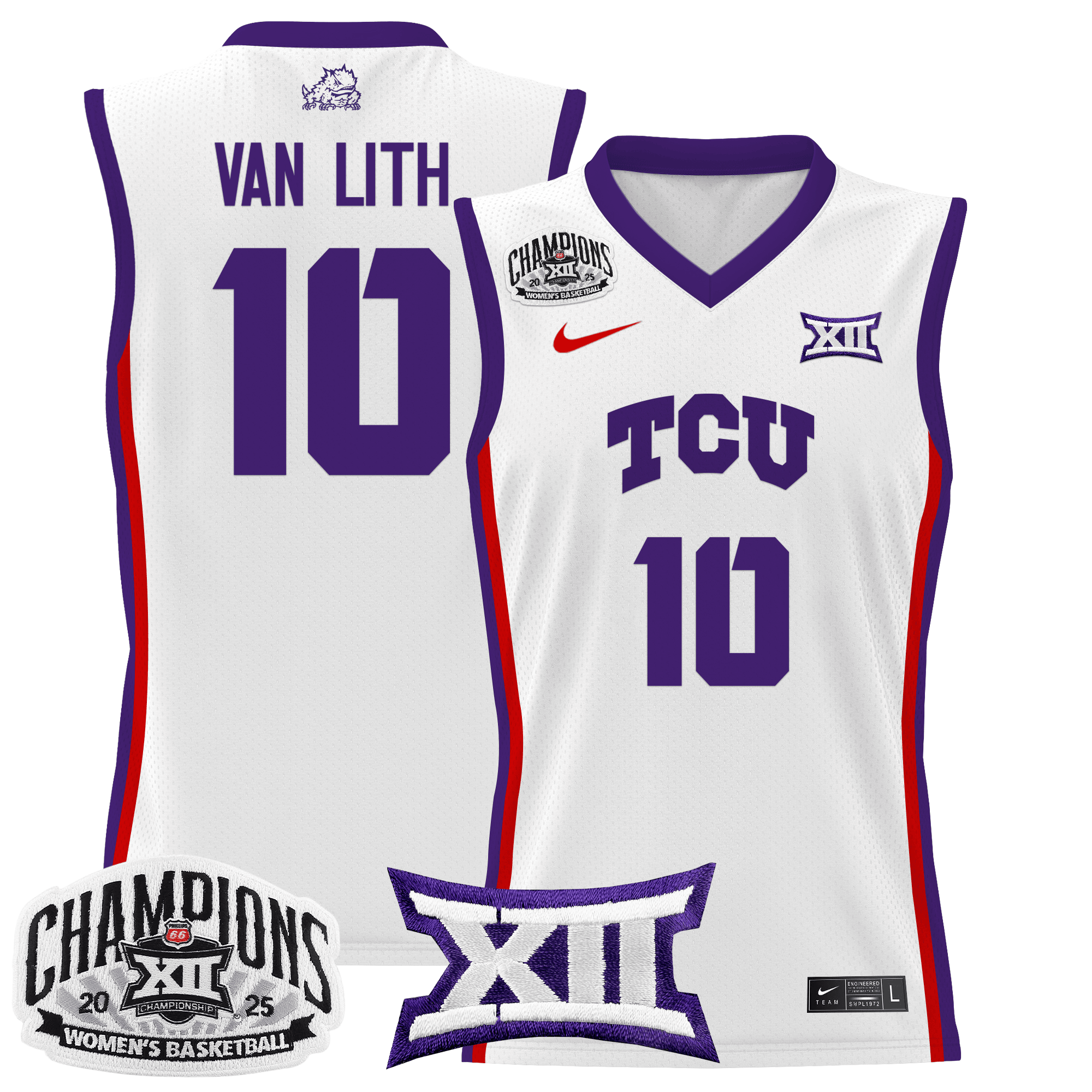 TCU Horned Frogs 2025 BIG 12 Women's Conference Tournament Champions Lightweight Basketball Jersey - Stitched