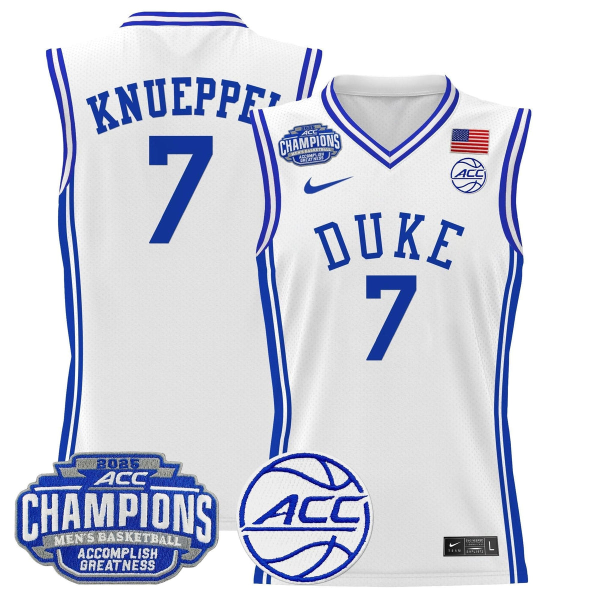DUKE 2025 ACC Conference Tournament Champions Basketball Jersey - Stitched