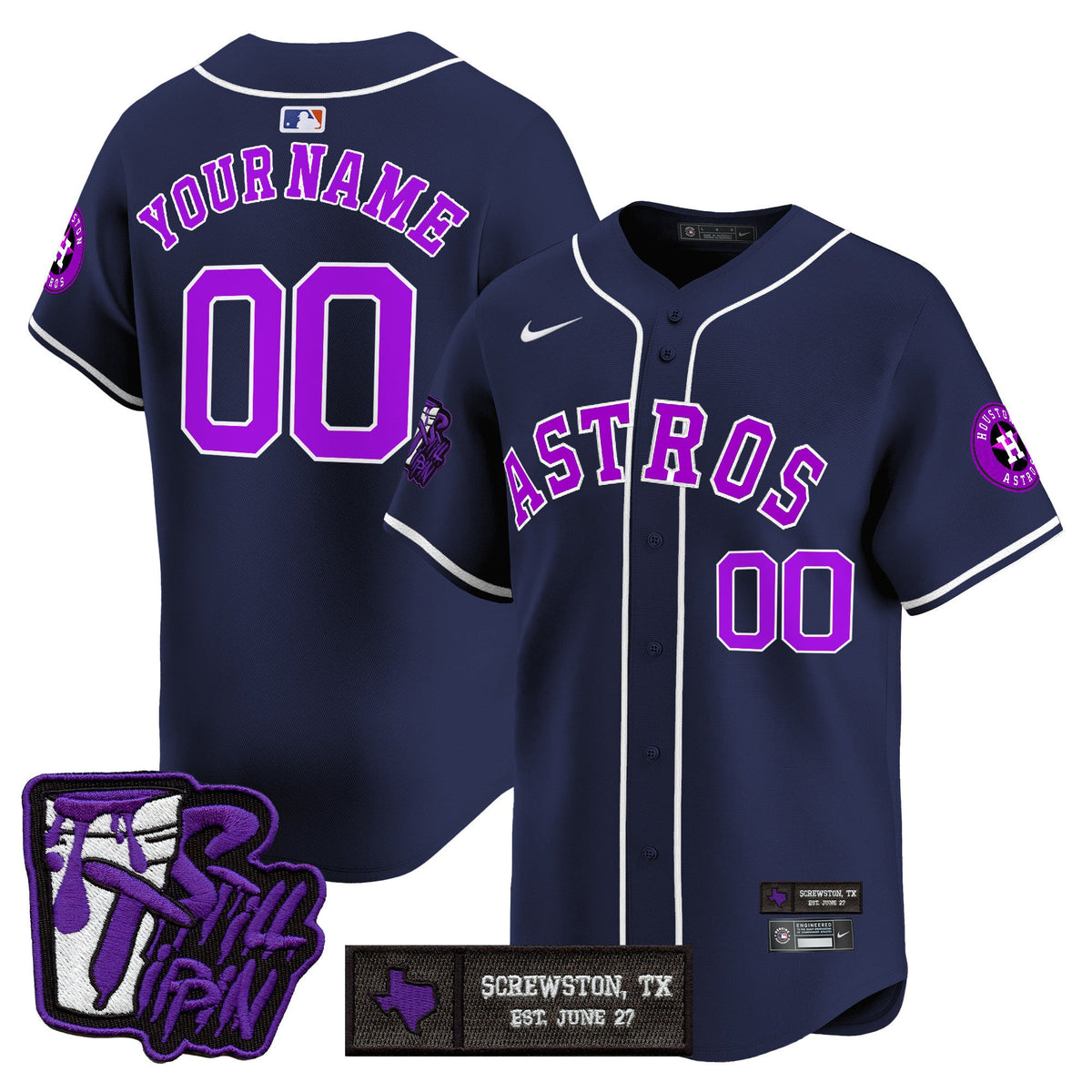 HOU DJ Screw Still Tippin Purple Patch Vapor Premier Limited Custom Jersey - Stitched