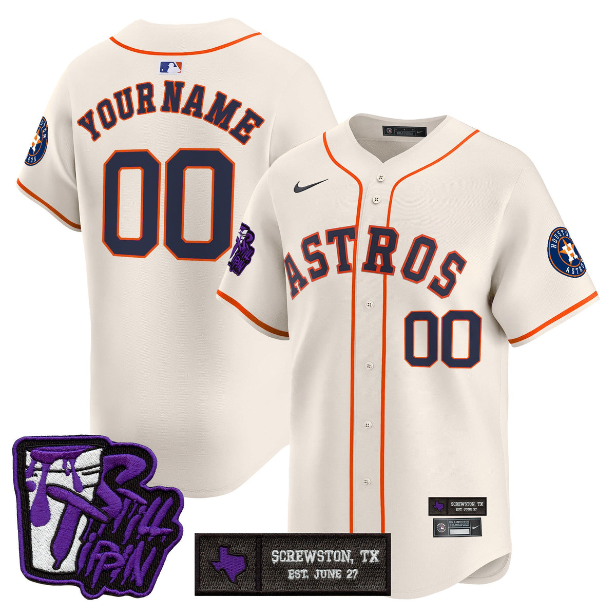 HOU DJ Screw Still Tippin Purple Patch Vapor Premier Limited Custom Jersey - Stitched