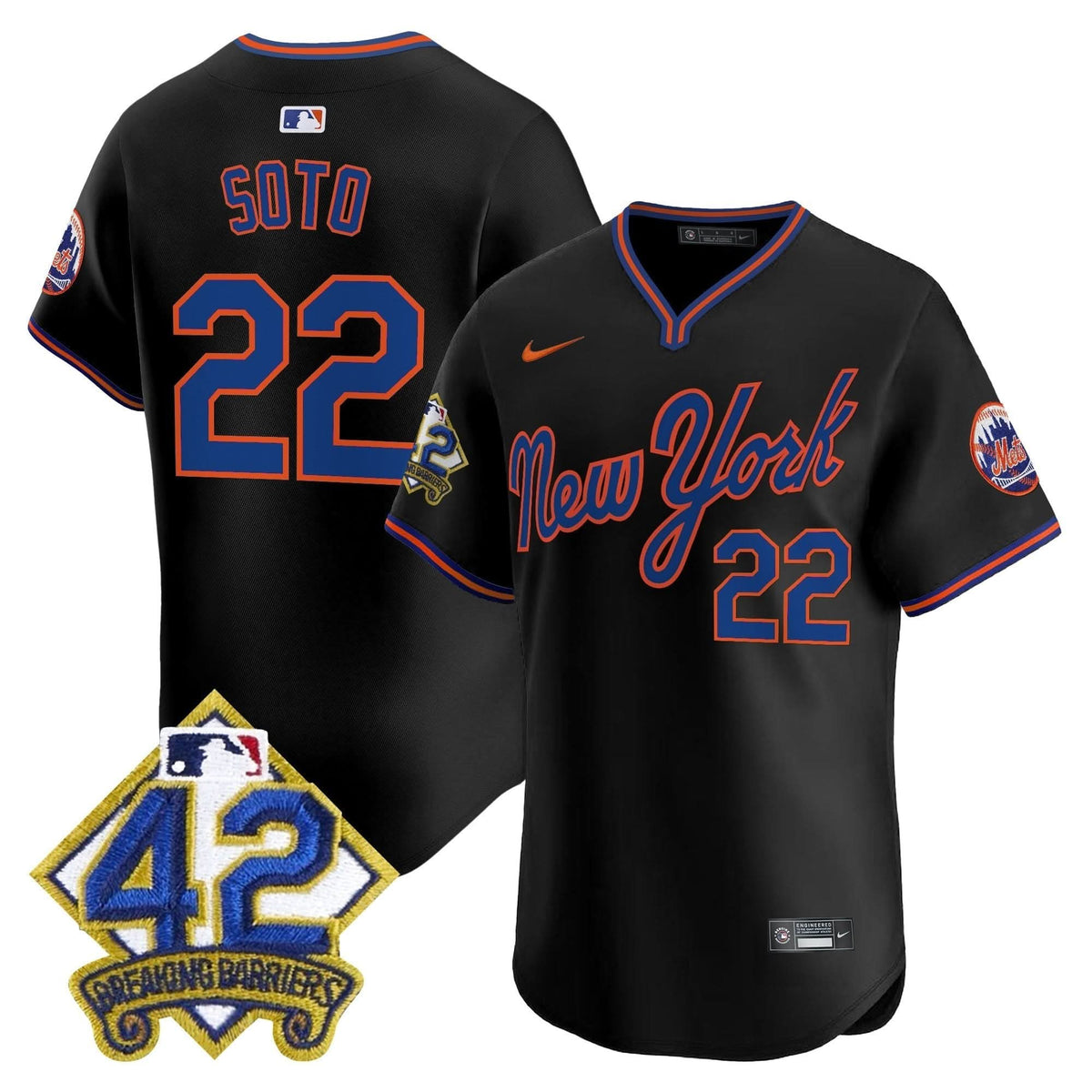 NYM 2025 Jackie Robinson Patch Road Alternate Jersey – Stitched