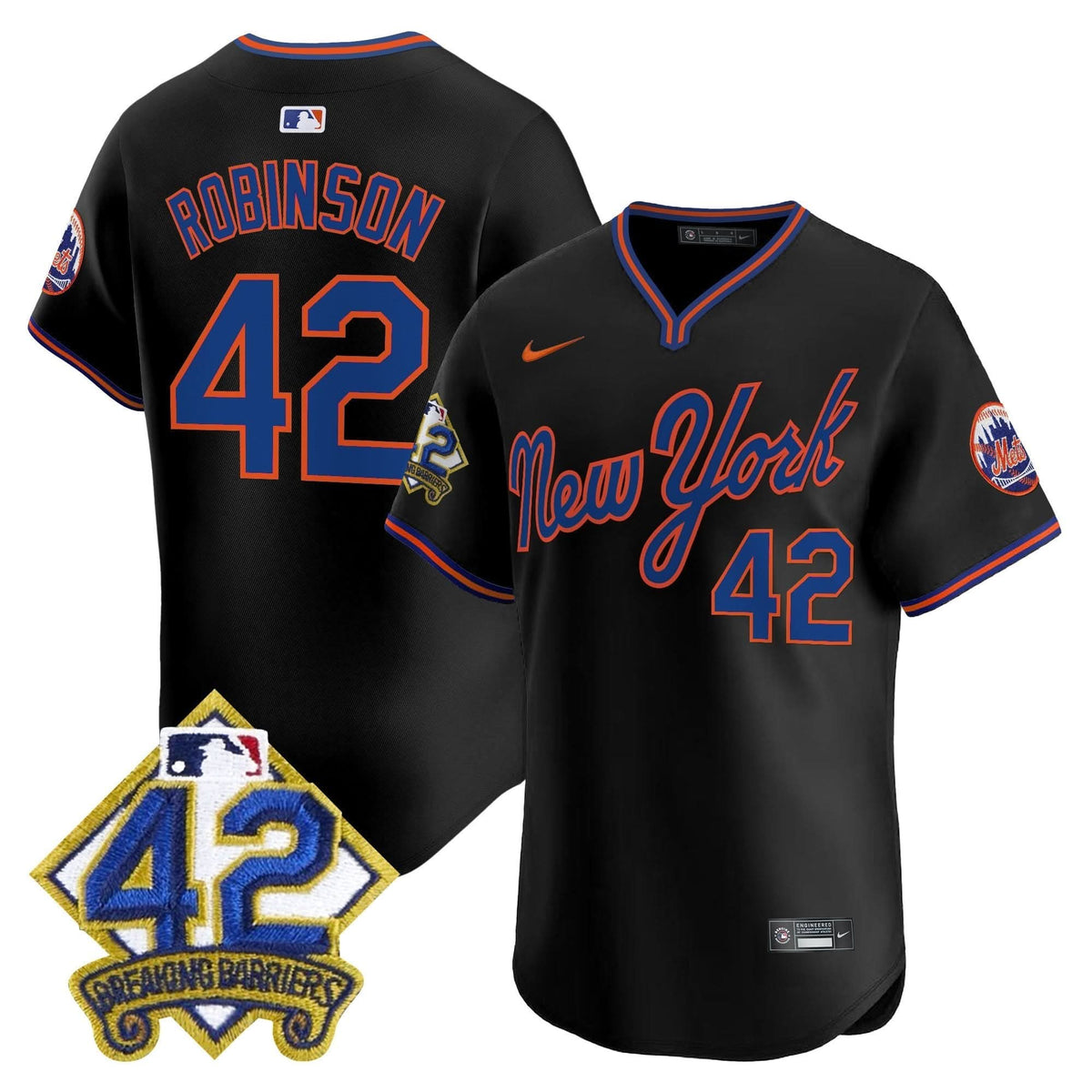 NYM 2025 Jackie Robinson Patch Road Alternate Jersey – Stitched
