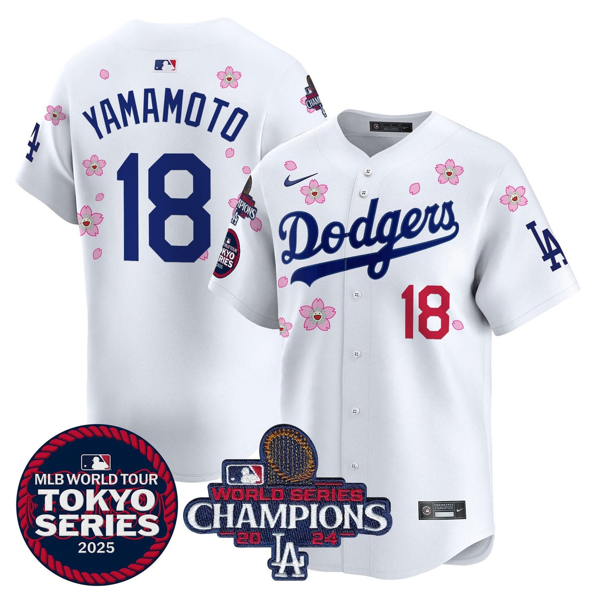 LAD Tokyo Series 2025 World Series Champions Patch Vapor Premier Limited Jersey - Stitched