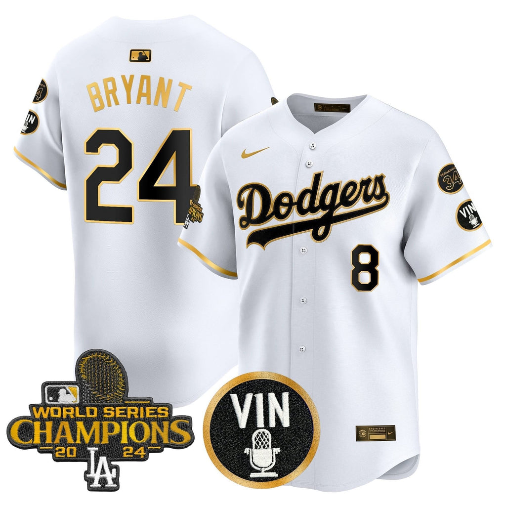 LAD 2025 Vin Scully & #34 Fernando Patch Gold Vapor Premier Limited Jersey - Stitched