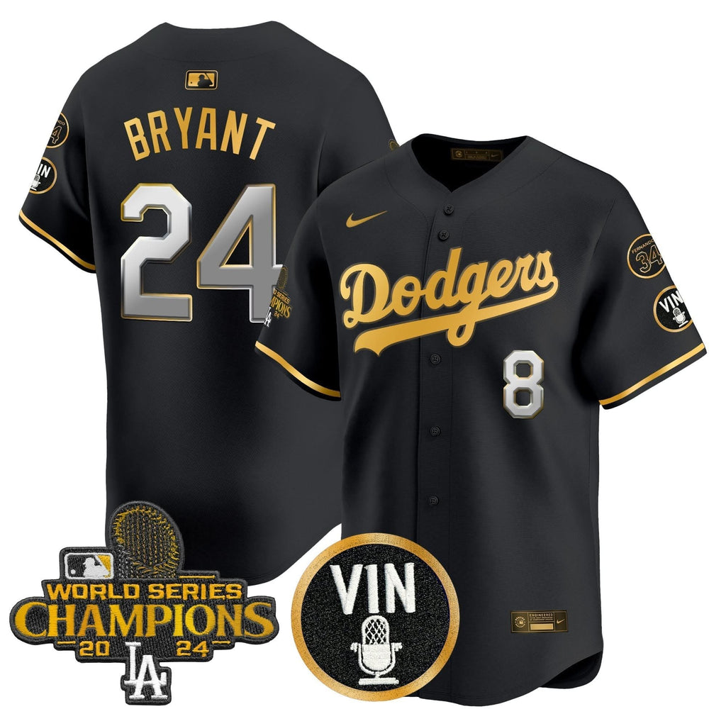 LAD 2025 Vin Scully & #34 Fernando Patch Gold Vapor Premier Limited Jersey - Stitched