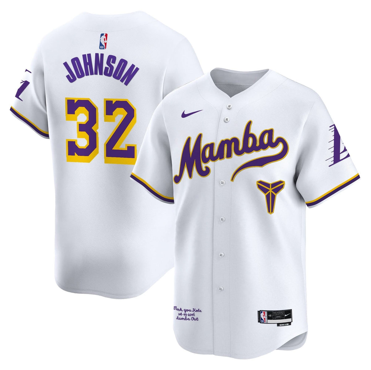 LAL Kobe Bryant Mamba Vapor Baseball Jersey - Stitched