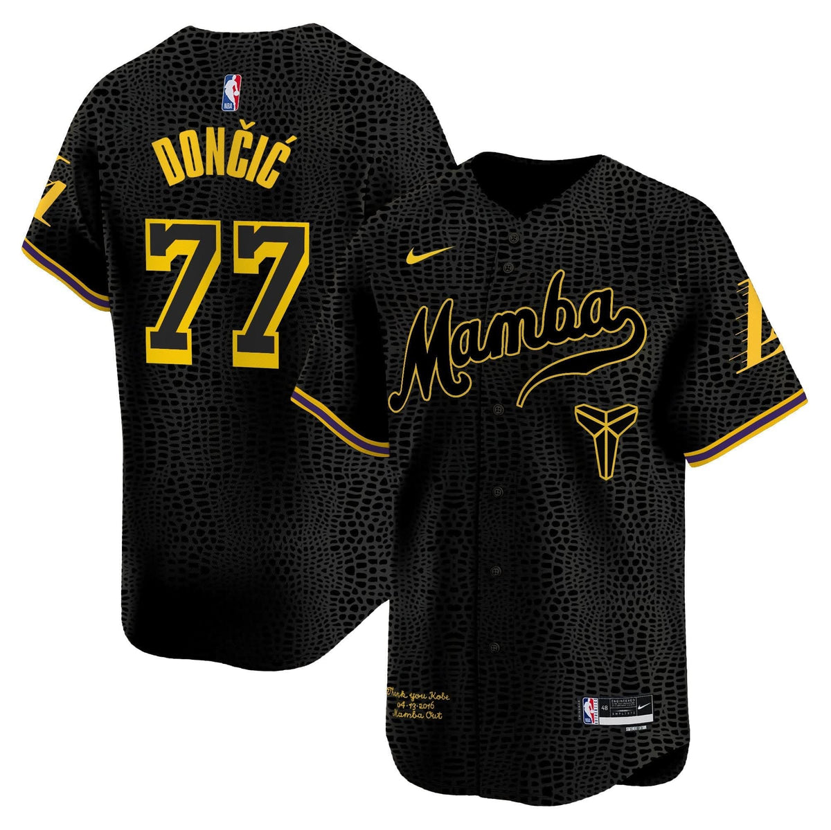 LAL Kobe Bryant Mamba Vapor Baseball Jersey - Stitched