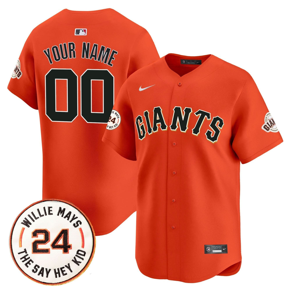 SFG 2025 Willie Mays Patch Vapor Premier Limited Custom Jersey - Stitched