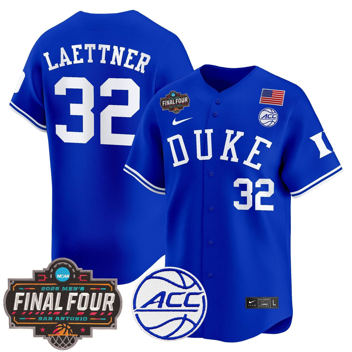 DUKE 2025 Final Four Patch Vapor Baseball Jersey - Stitched