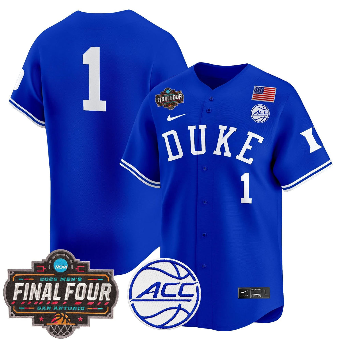 DUKE 2025 Final Four Patch Vapor Baseball Jersey - Stitched