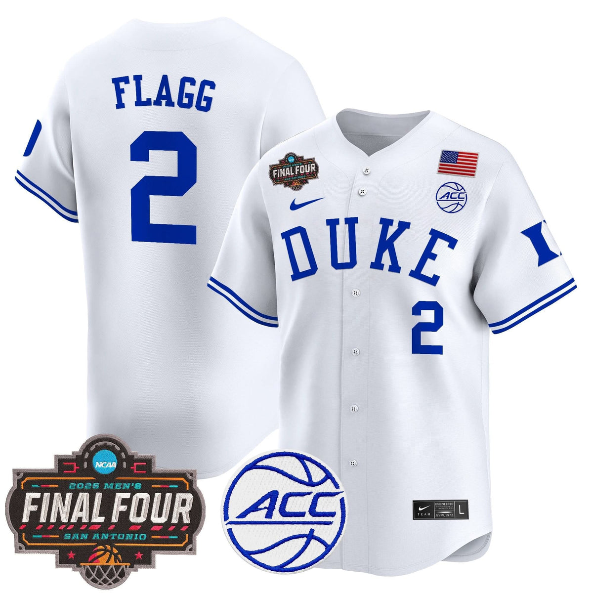 DUKE 2025 Final Four Patch Vapor Baseball Jersey - Stitched
