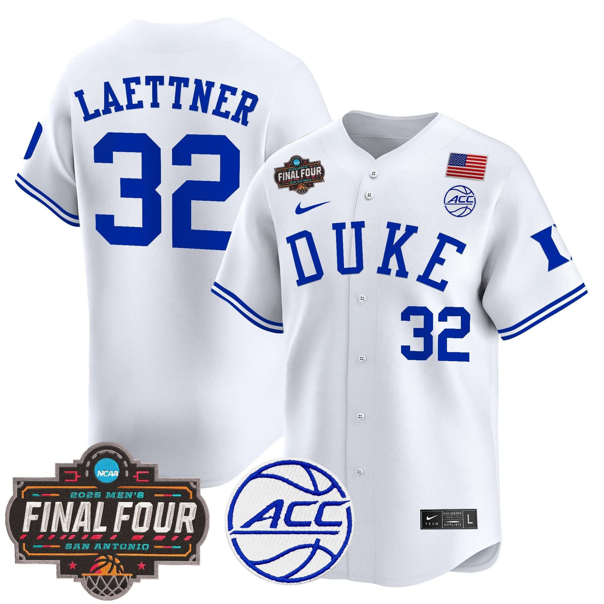 DUKE 2025 Final Four Patch Vapor Baseball Jersey - Stitched