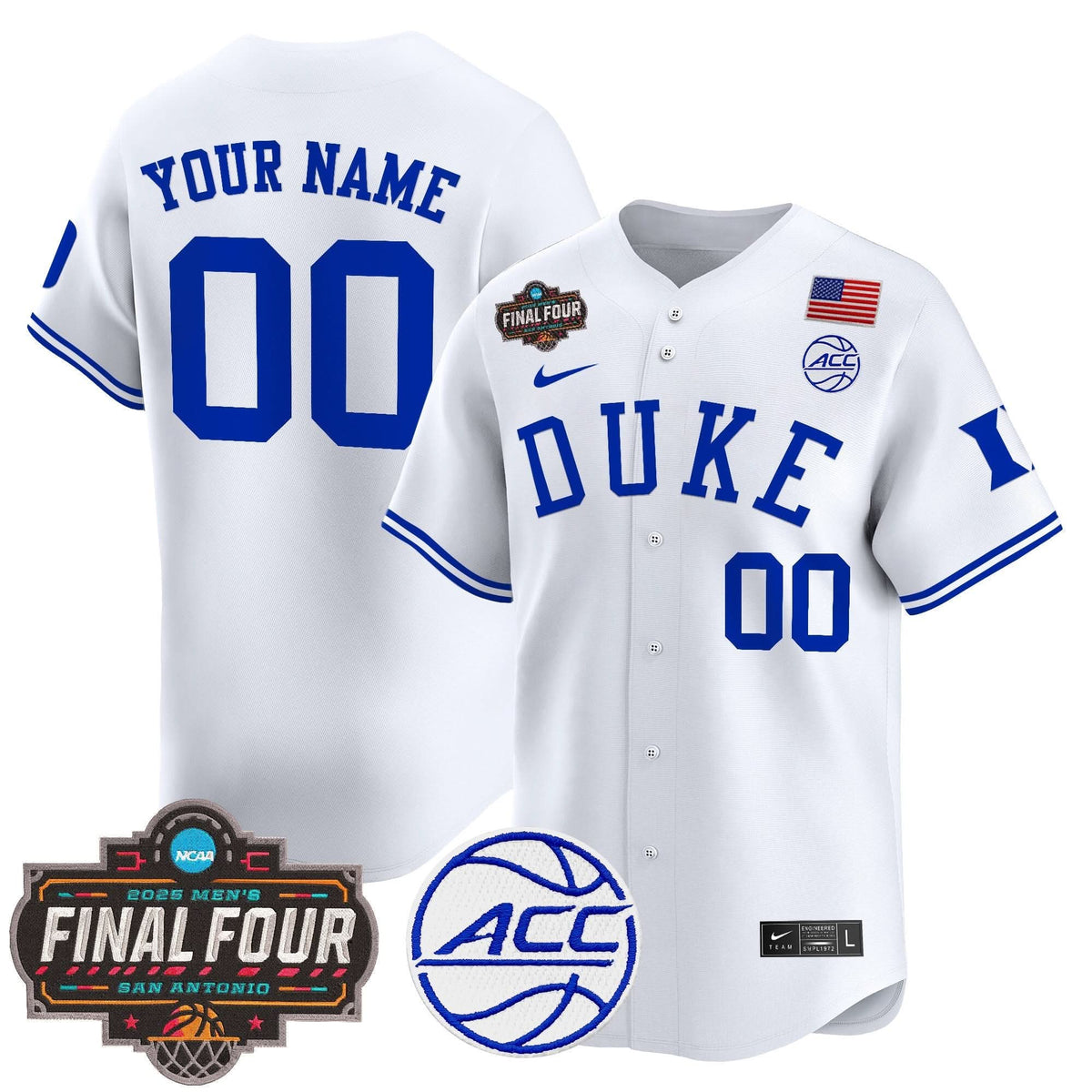 DUKE 2025 Final Four Patch Vapor Baseball Custom Jersey - Stitched