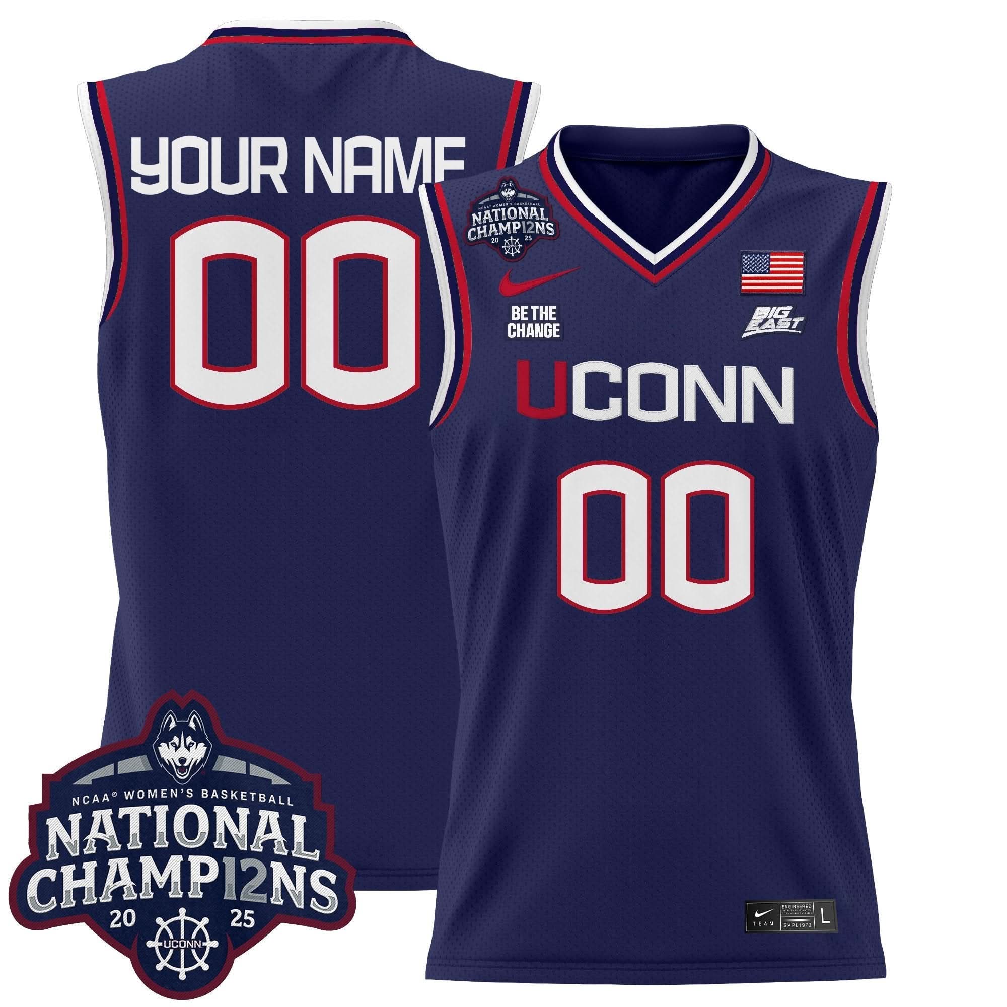 UCONN 2025 Women's National Champions Patch Lightweight Basketball Custom Jersey - Stitched
