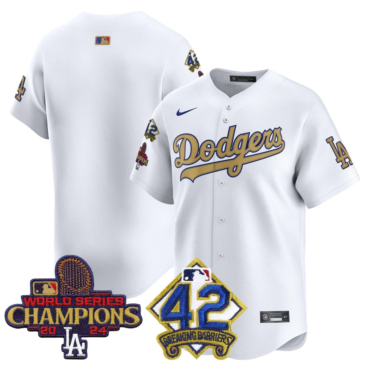 LAD 2024 World Series Champions & Jackie Robinson Patch Vapor Premier Limited Jersey - Stitched