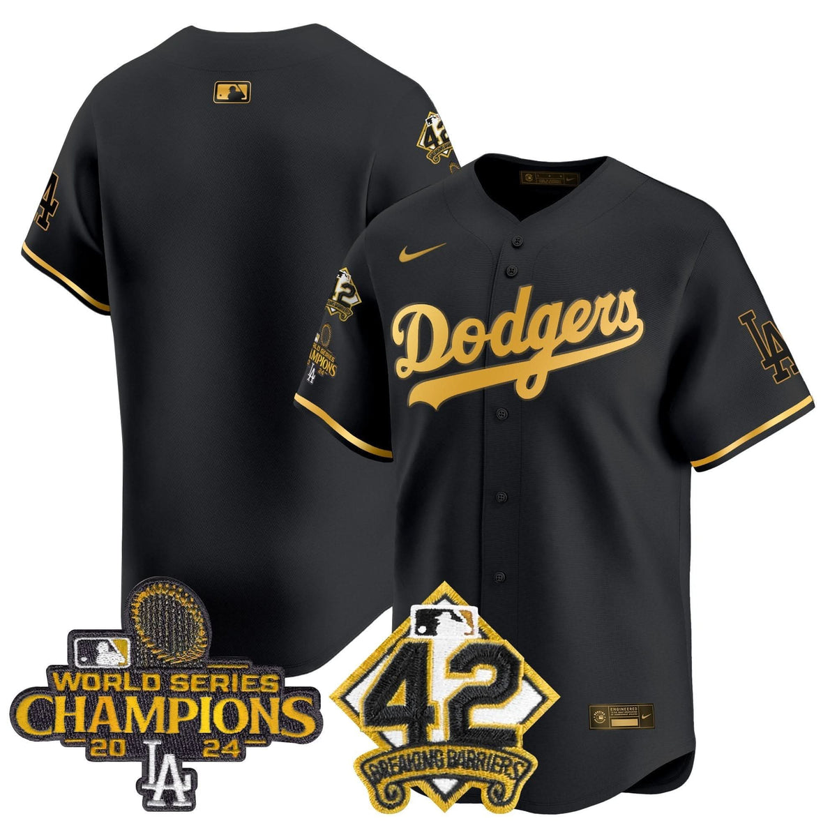 LAD 2024 World Series Champions & Jackie Robinson Patch Vapor Premier Limited Jersey - Stitched