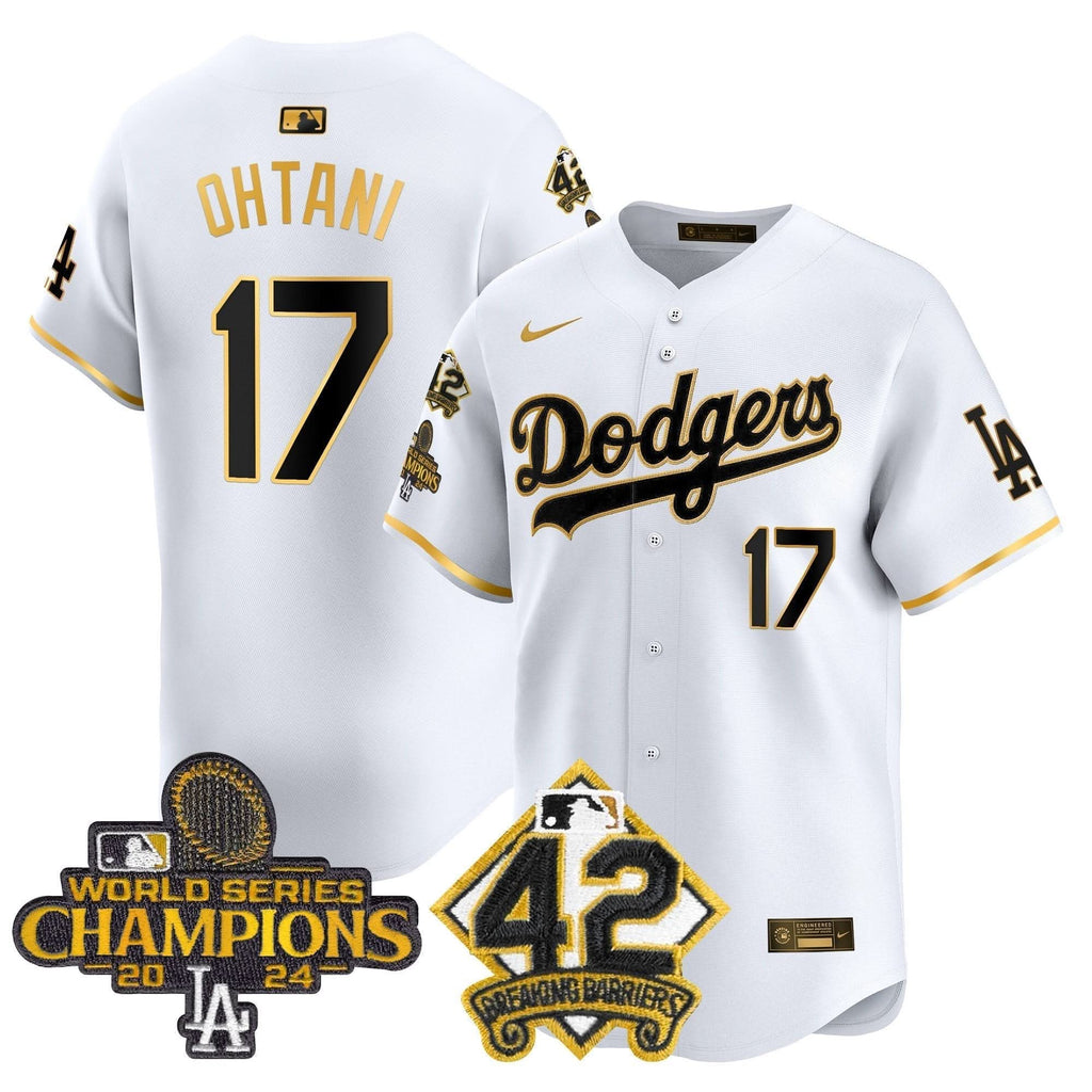 LAD 2024 World Series Champions & Jackie Robinson Patch Vapor Premier Limited Jersey - Stitched