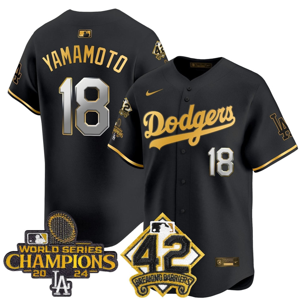 LAD 2024 World Series Champions & Jackie Robinson Patch Vapor Premier Limited Jersey - Stitched