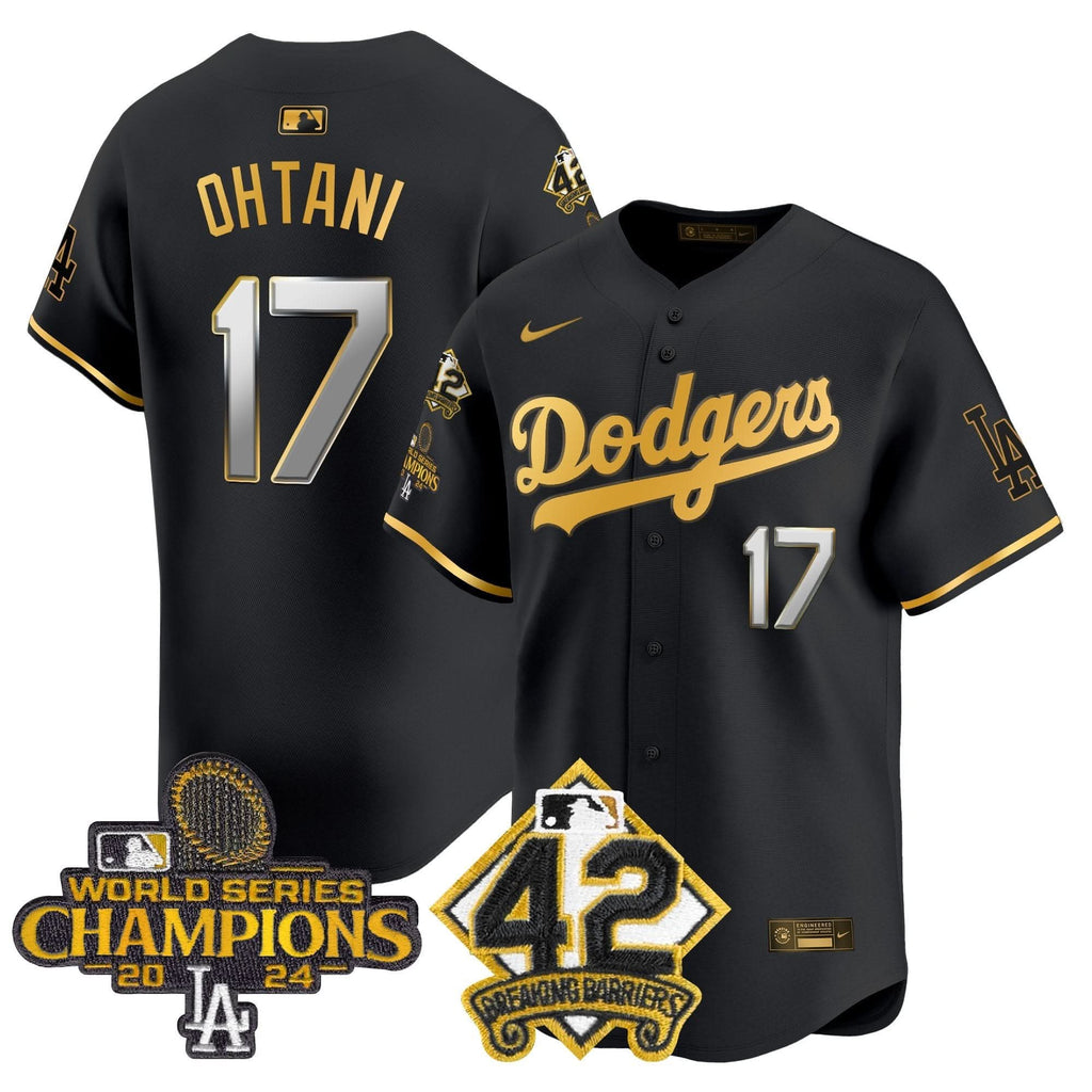 LAD 2024 World Series Champions & Jackie Robinson Patch Vapor Premier Limited Jersey - Stitched