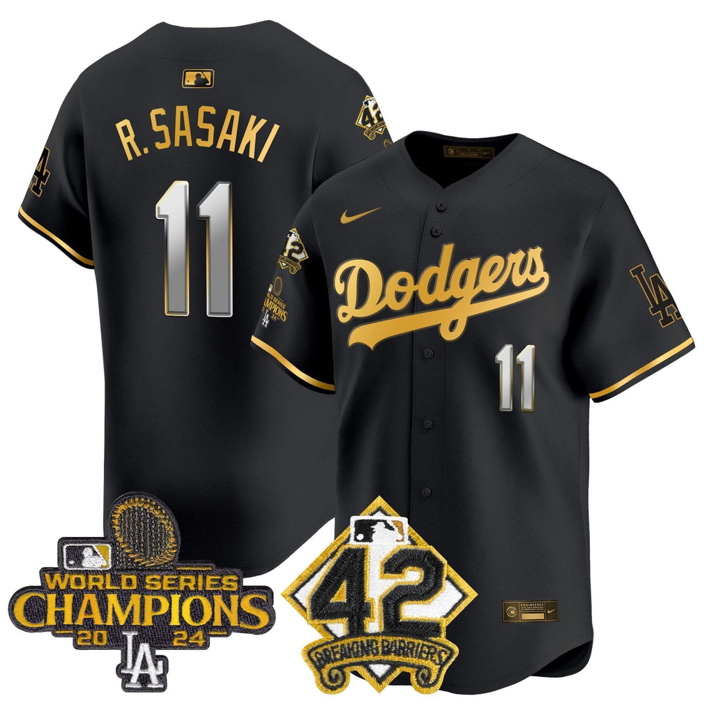 LAD 2024 World Series Champions & Jackie Robinson Patch Vapor Premier Limited Jersey - Stitched