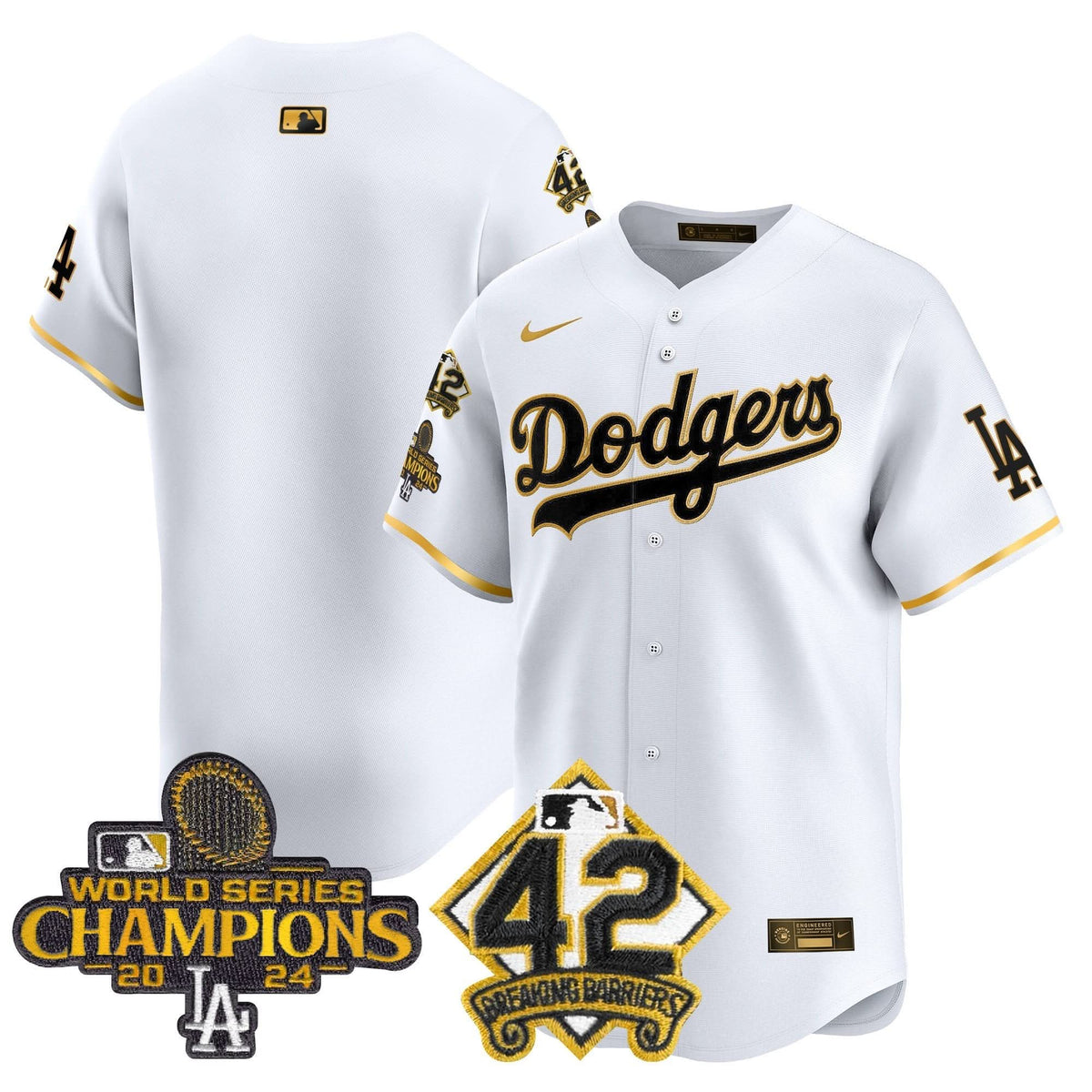 LAD 2024 World Series Champions & Jackie Robinson Patch Vapor Premier Limited Jersey - Stitched