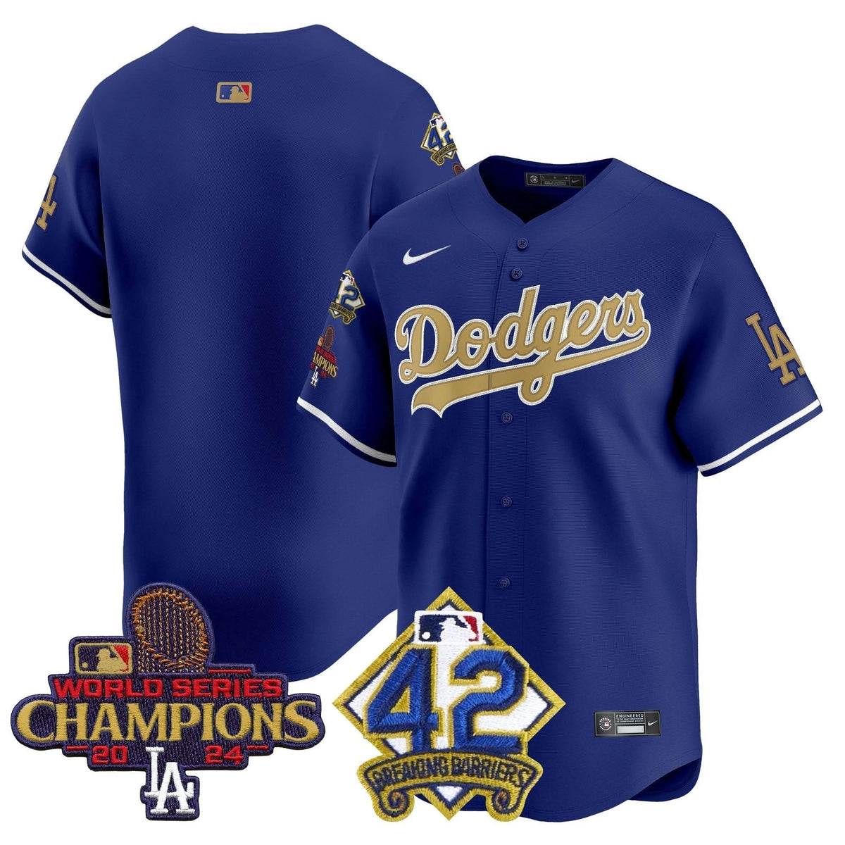LAD 2024 World Series Champions & Jackie Robinson Patch Vapor Premier Limited Jersey - Stitched
