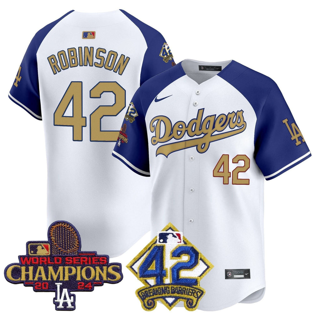 LAD 2024 World Series Champions & Jackie Robinson Patch Vapor Premier Limited Jersey - Stitched