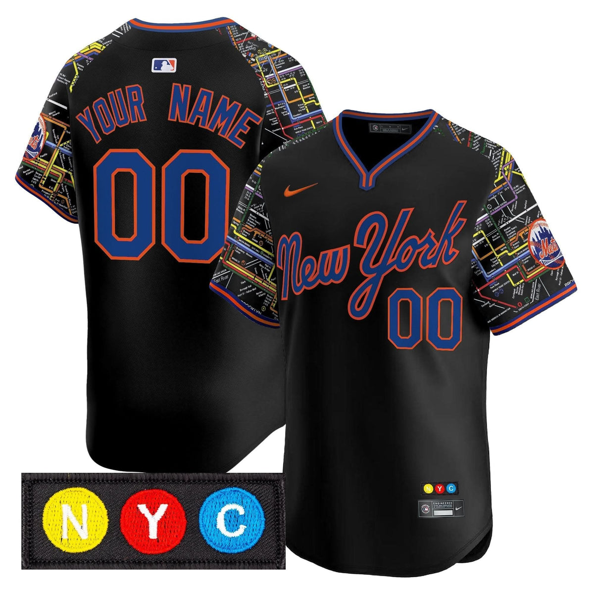 NYM Subway Style Vapor Premier Limited Custom Jersey - Stitched