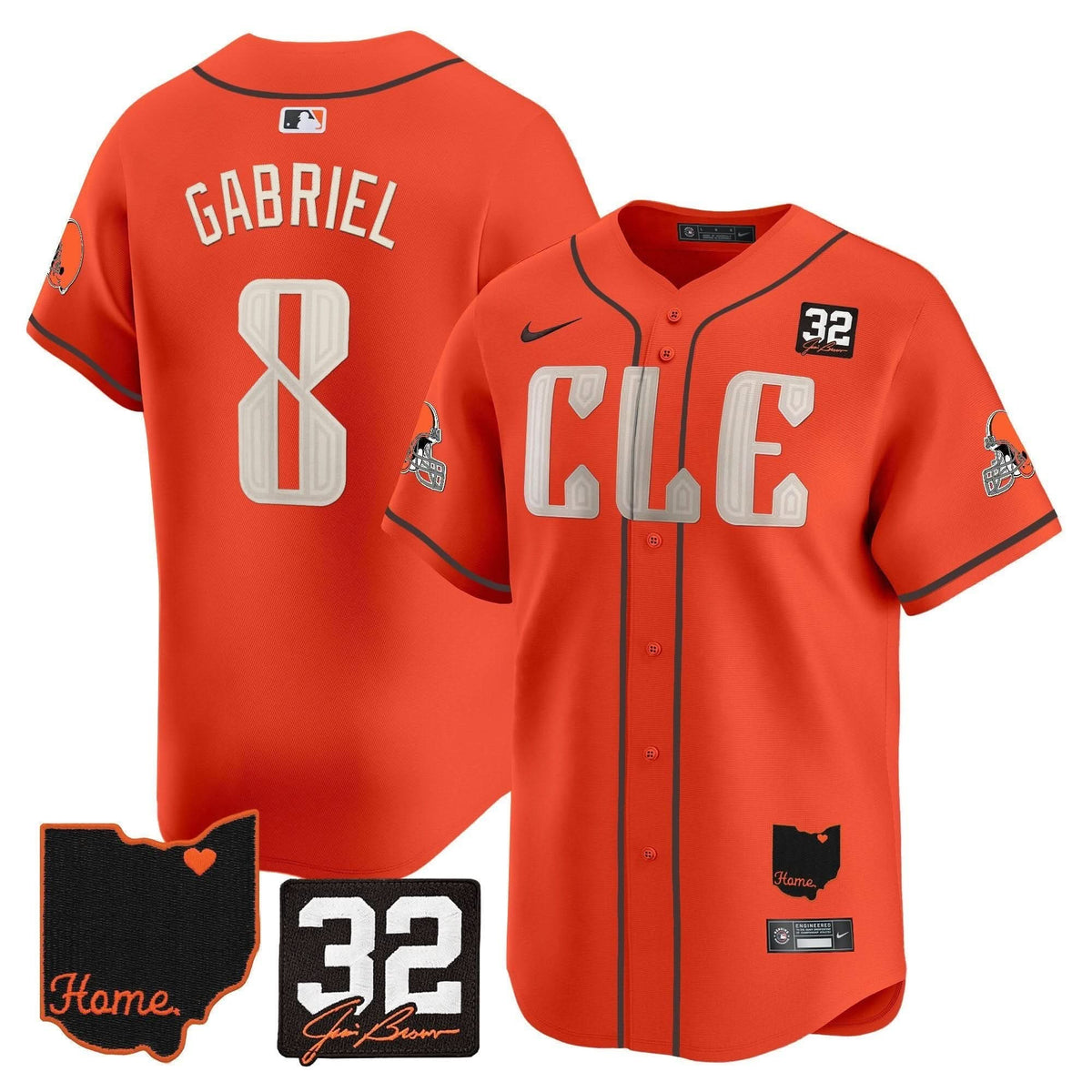 CLE #32 Jim Brown Memorial & Home Patch Vapor Premier Limited Jersey - Stitched