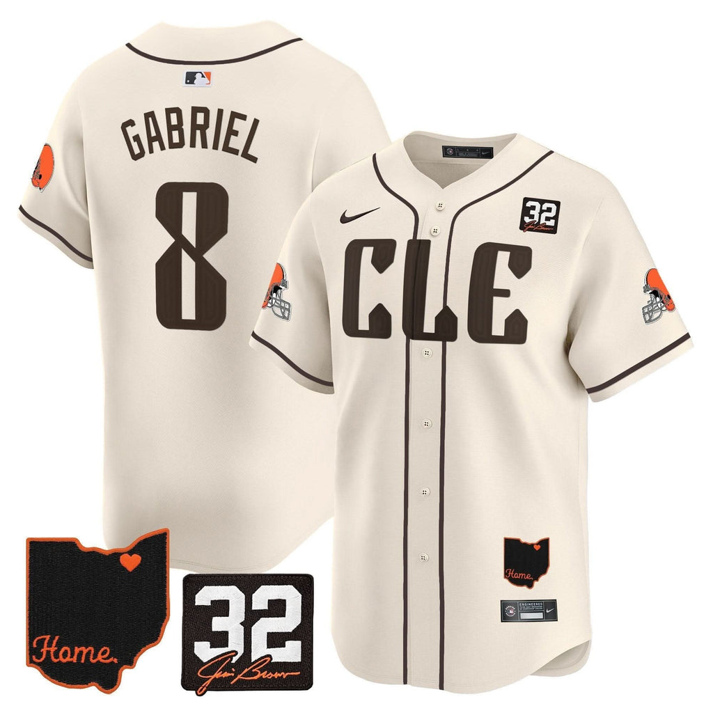 CLE #32 Jim Brown Memorial & Home Patch Vapor Premier Limited Jersey - Stitched