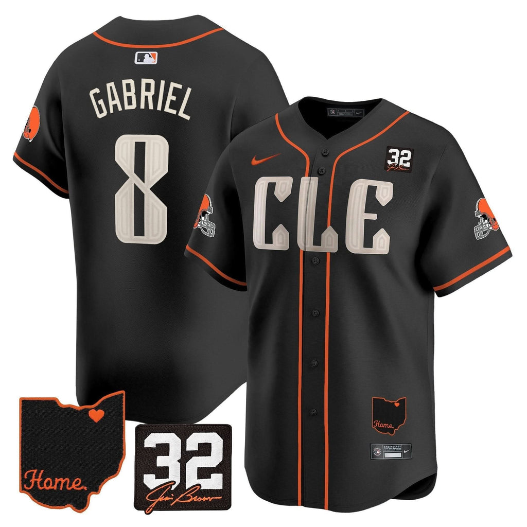CLE #32 Jim Brown Memorial & Home Patch Vapor Premier Limited Jersey - Stitched