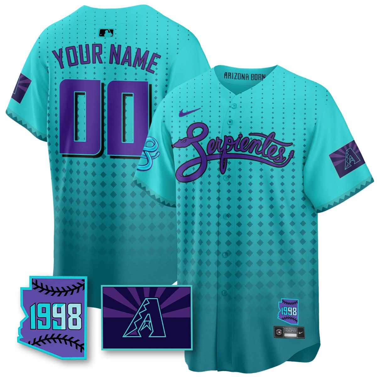 Custom Name/Gender AD Purple for Second “Serpientes” City Connect Jersey - Stitched