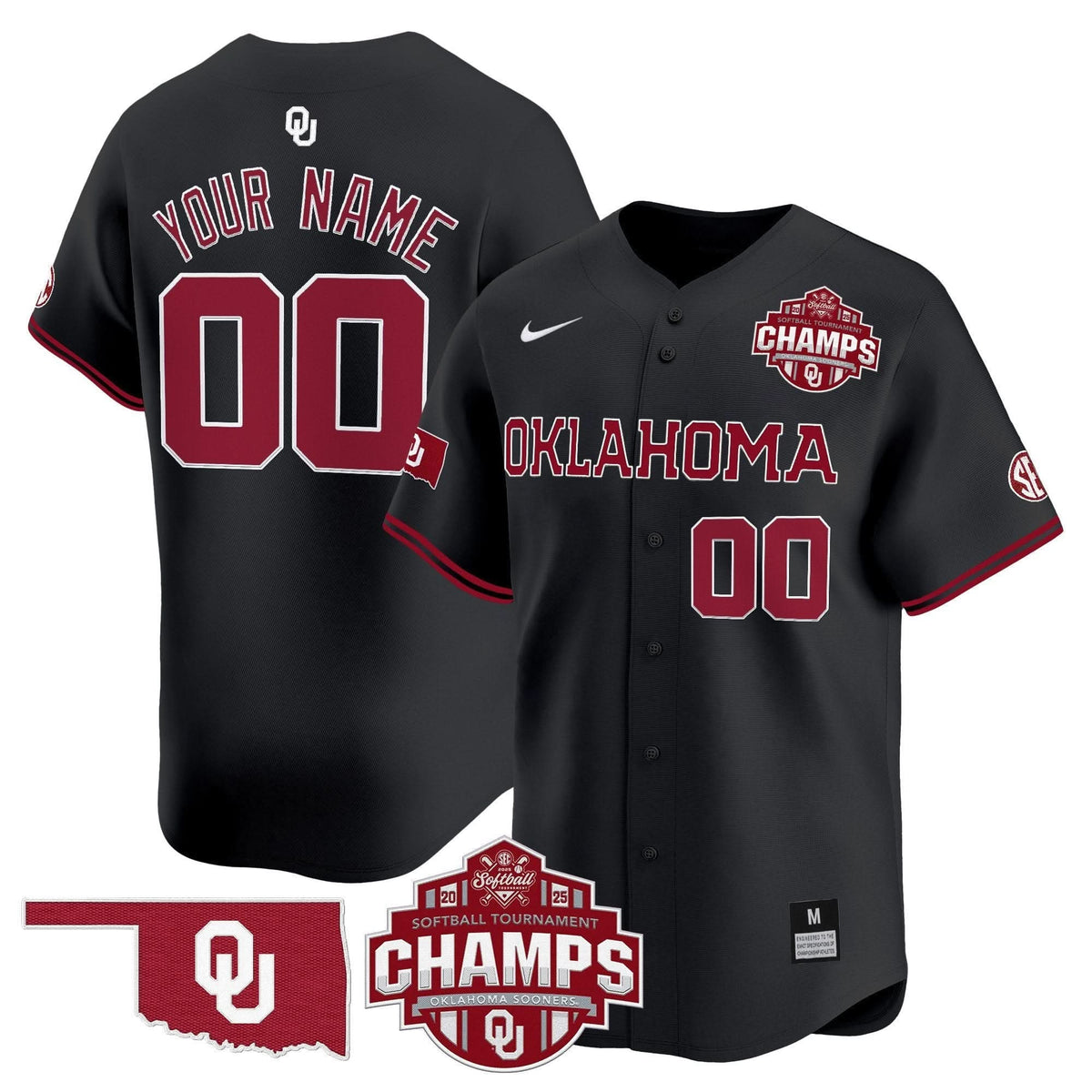 OS 2025 SEC Softball Conference Tournament Champions Patch Vapor Premier Limited Custom Jersey - Stitched