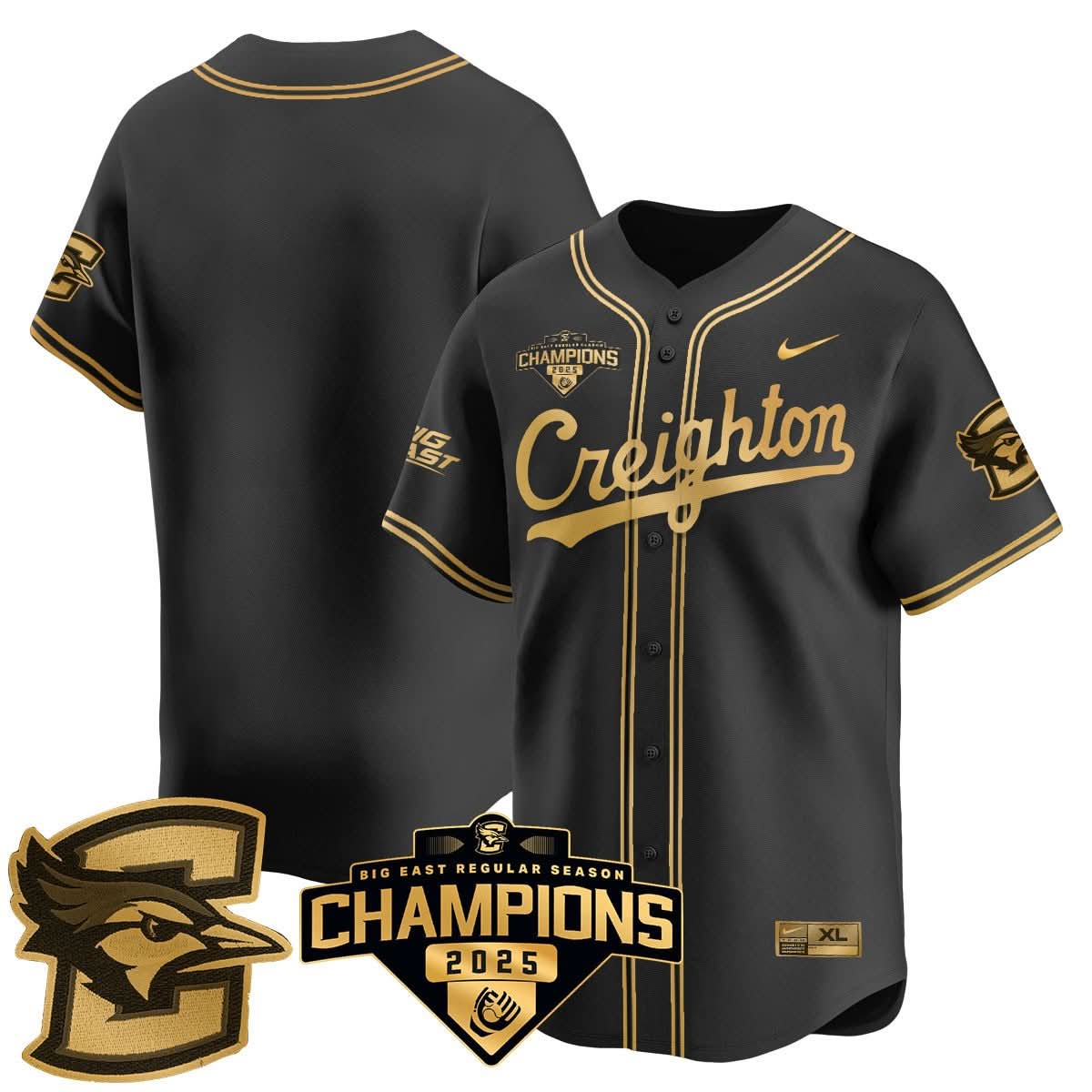 Creighton Bluejays Baseball 2025 Big East Baseball Tournament Champions Jersey N1 - Stitched