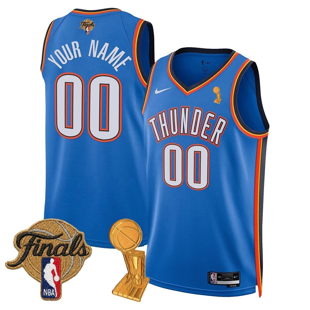 Custom Gender/Name OKC Thunder 24/25 Jersey - Trophy + Final Patch - Stitched
