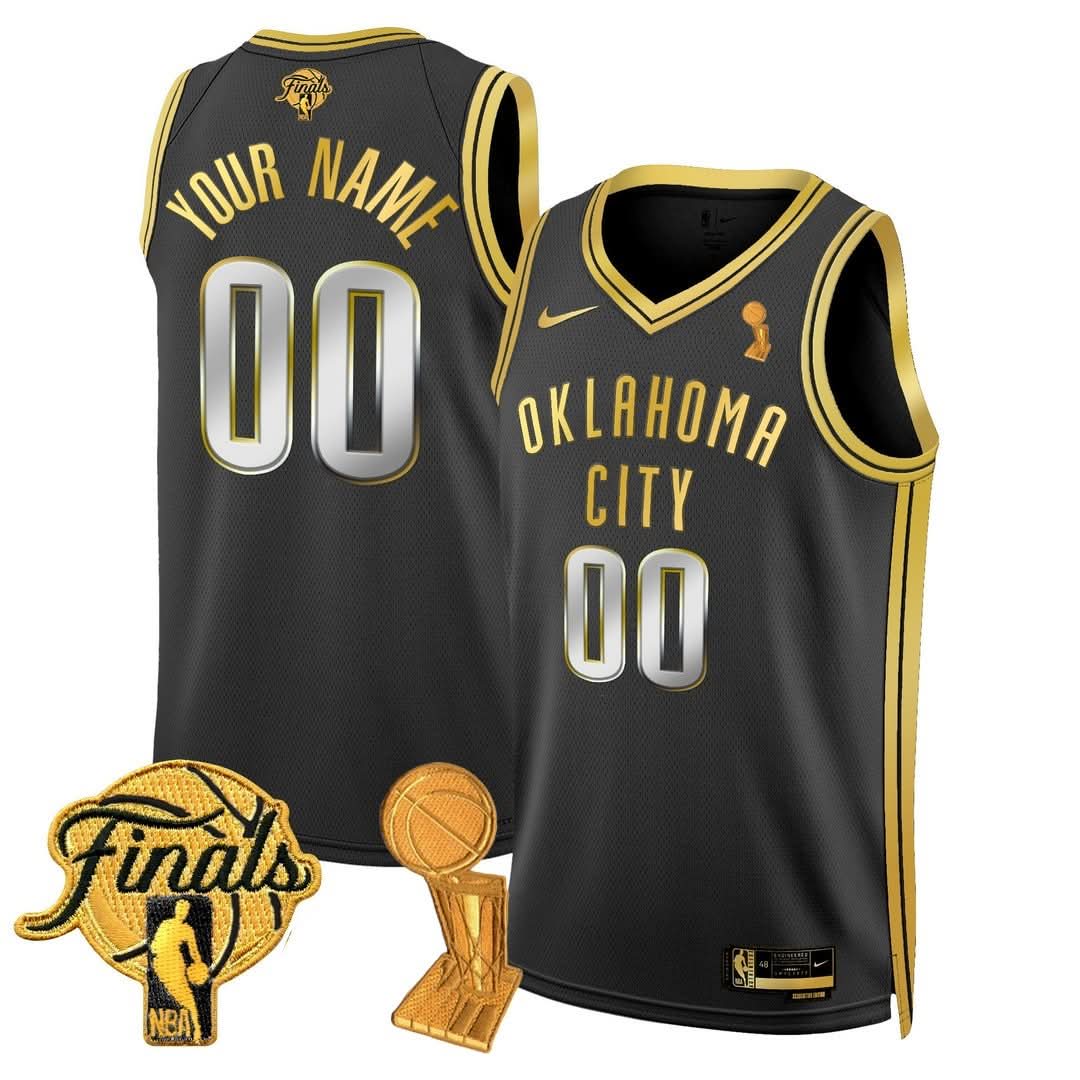 Custom Gender/Name OKC Thunder 24/25 Jersey - Trophy + Final Patch - Stitched