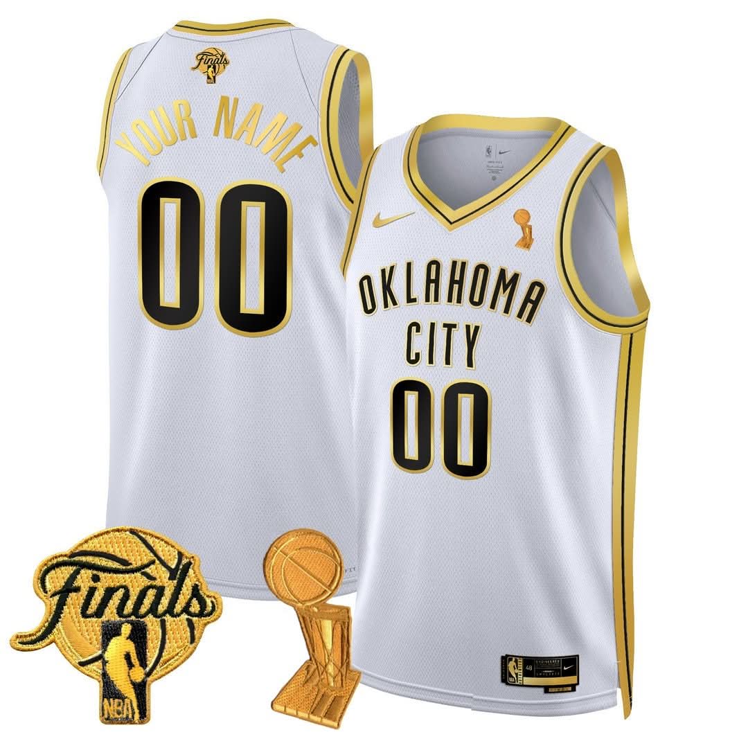 Custom Gender/Name OKC Thunder 24/25 Jersey - Trophy + Final Patch - Stitched