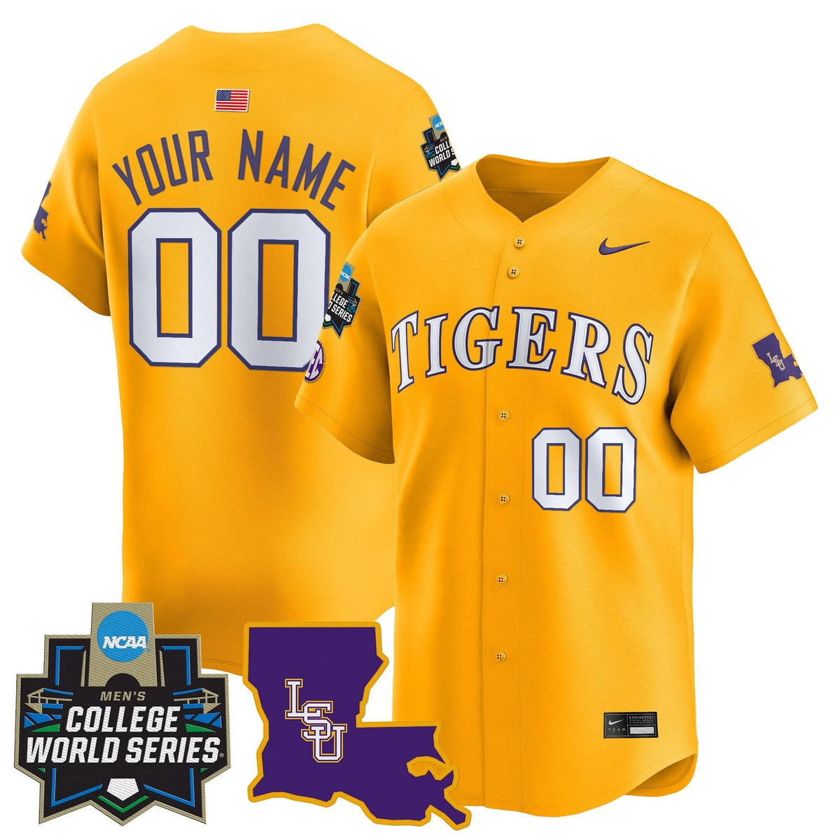 LSU 2025 World Series Vapor Premier Limited Custom Jersey - Stitched