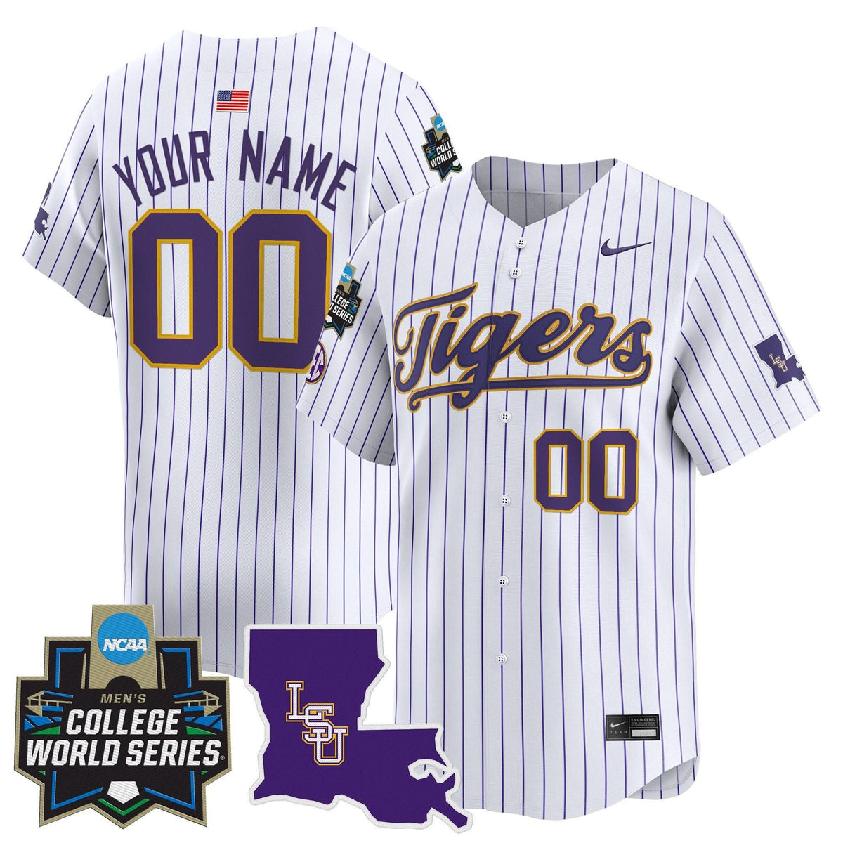 LSU 2025 World Series Vapor Premier Limited Custom Jersey - Stitched