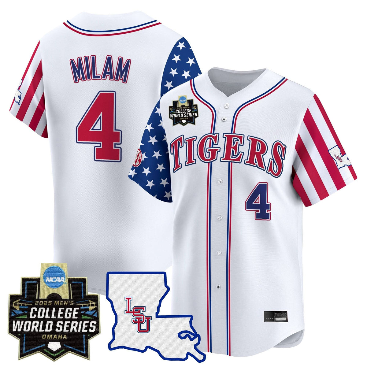 LSU 2025 Independence Day Vapor Premier Limited Jersey - World Series Patch - Stitched