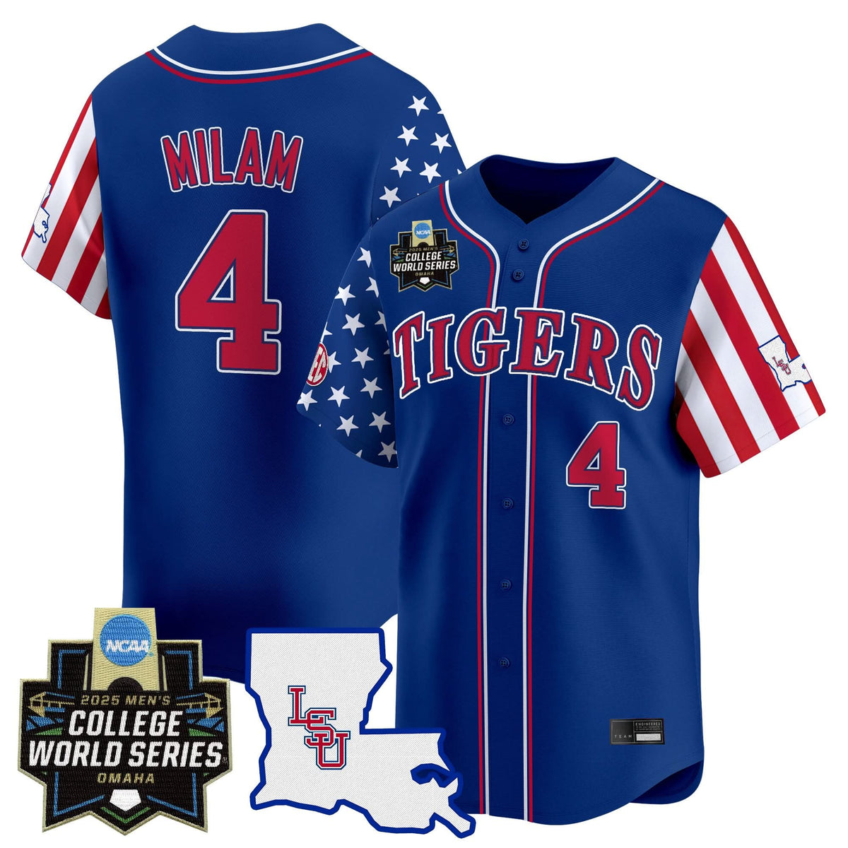 LSU 2025 Independence Day Vapor Premier Limited Jersey - World Series Patch - Stitched