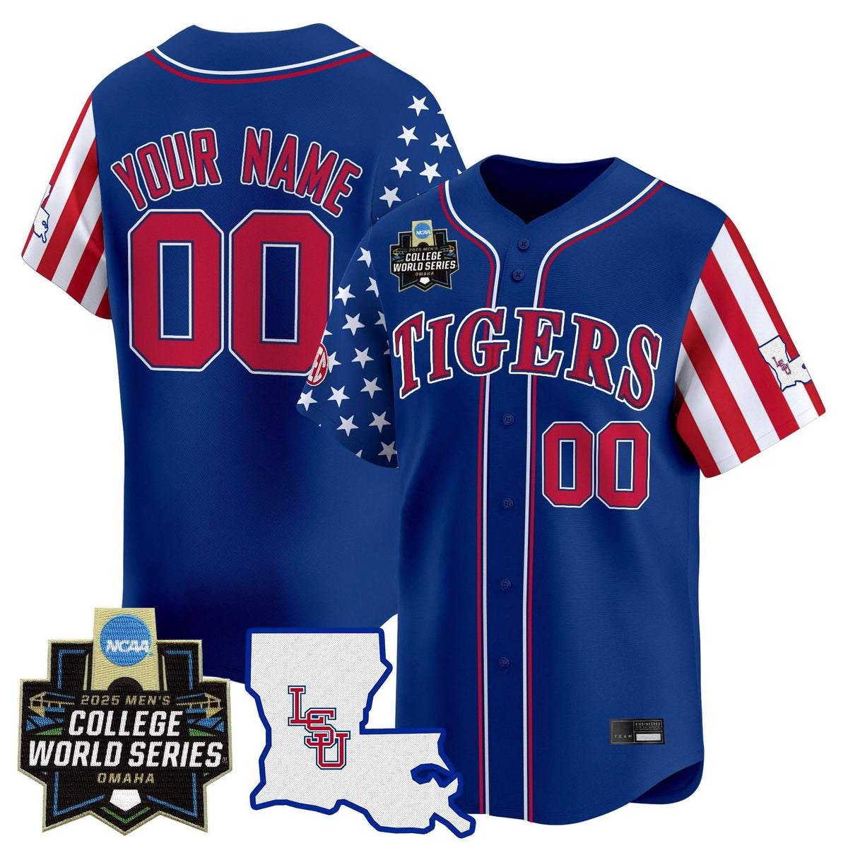 LSU 2025 Independence Day Vapor Premier Limited Jersey - World Series Custom Patch - Stitched