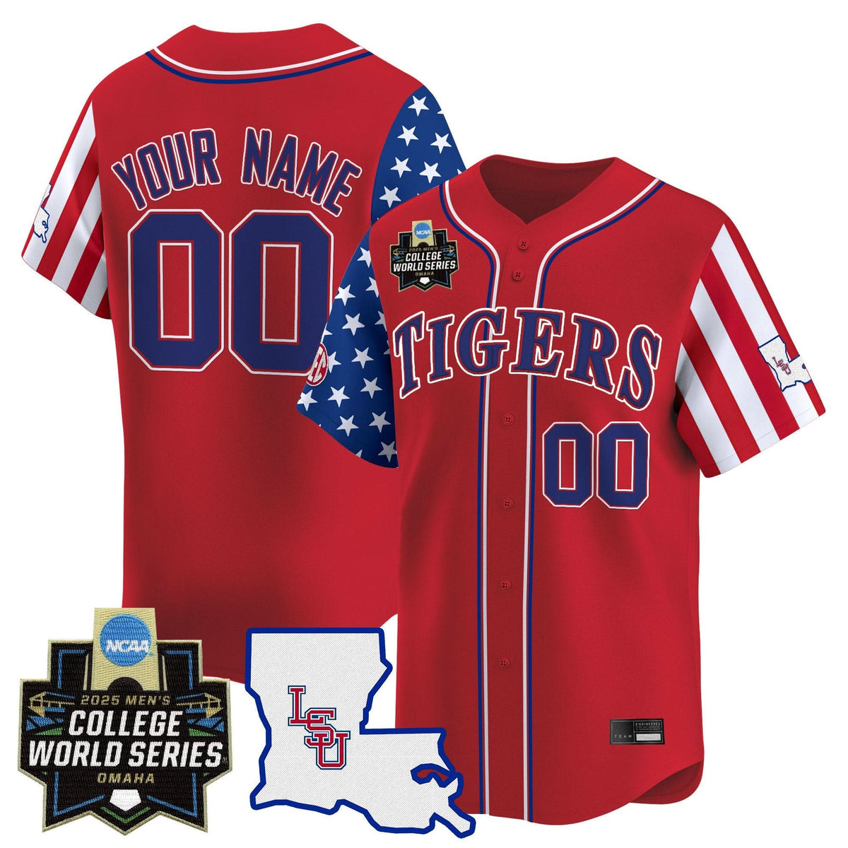 LSU 2025 Independence Day Vapor Premier Limited Jersey - World Series Custom Patch - Stitched