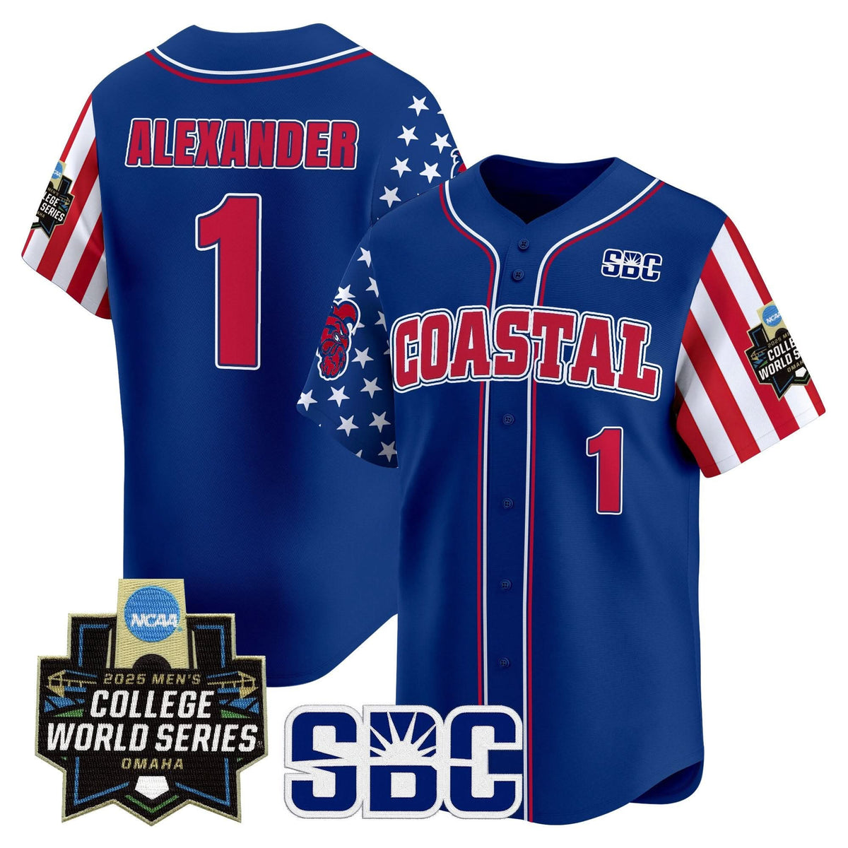 Coastal Carolina Chanticleers 2025 Independence Day Vapor Premier Limited Jersey - World Series Patch - Stitched