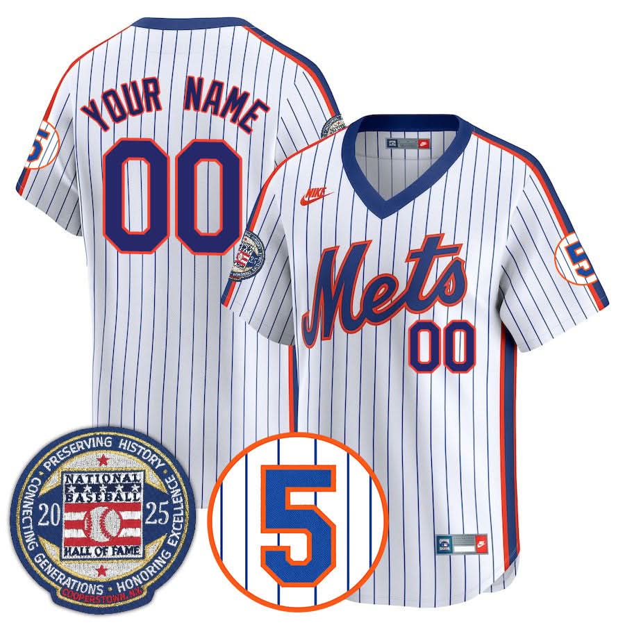 NYM Number Retirement & Hall of Fame Gold Custom Jersey - Stitched