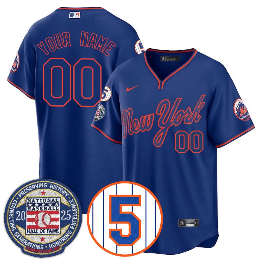 NYM Number Retirement & Hall of Fame Gold Custom Jersey - Stitched